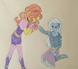 Size: 2468x2182 | Tagged: safe, artist:ksandar, adagio dazzle, trixie, equestria girls, g4, my little pony equestria girls: rainbow rocks, female, high res, lesbian, ship:triagio, shipping