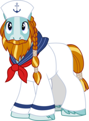 Size: 3000x4099 | Tagged: safe, artist:cloudy glow, rockhoof, earth pony, pony, a rockhoof and a hard place, g4, beard, braid, clothes, facial hair, male, moustache, sailor hat, sailor uniform, simple background, solo, stallion, transparent background, uniform, vector