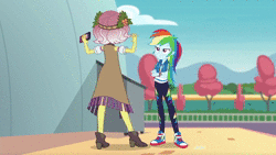 Size: 1920x1080 | Tagged: safe, screencap, rainbow dash, vignette valencia, equestria girls, equestria girls series, g4, rollercoaster of friendship, animated, cellphone, converse, female, phone, shoes, smartphone, sneakers, sound, webm