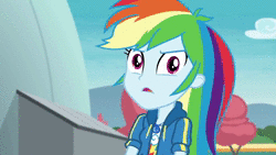 Size: 1920x1080 | Tagged: safe, screencap, rainbow dash, equestria girls, equestria girls series, g4, rollercoaster of friendship, animated, female, geode of super speed, magical geodes, solo, sound, webm