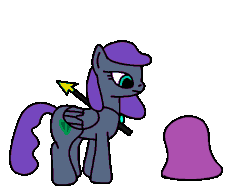 Size: 640x480 | Tagged: safe, artist:platinumdrop, oc, oc only, oc:emerald bolt, pony, animated, female, mare, plat adventures, simple background, solo, spear, transparent background, weapon