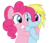 Size: 4514x3840 | Tagged: safe, alternate version, artist:blue-vector, pinkie pie, oc, oc:cloud cuddler, pegasus, pony, g4, cute, duo, female, hug, one eye closed, pegasus oc, simple background, smiling, transparent background, vector