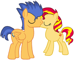 Size: 3848x2968 | Tagged: safe, artist:3d4d, flash sentry, sunset shimmer, pony, unicorn, g4, base used, female, high res, kissing, male, ship:flashimmer, shipping, straight