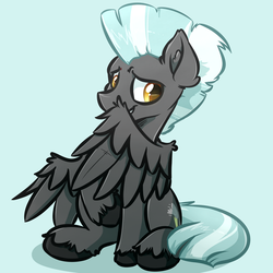 Size: 4000x4000 | Tagged: safe, artist:witchtaunter, thunderlane, pegasus, pony, g4, absurd resolution, blue background, ear fluff, looking at you, male, shy, simple background, solo, stallion, thunderbetes, unshorn fetlocks, wing fluff