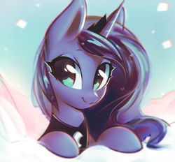 Size: 1125x1044 | Tagged: safe, artist:mirroredsea, princess luna, alicorn, pony, g4, cute, female, lunabetes, mare, smiling, solo