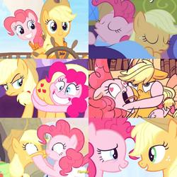 Size: 960x960 | Tagged: safe, edit, editor:lisaloudleijon, idw, screencap, applejack, pinkie pie, earth pony, pony, g4, ppov, shadow play, sleepless in ponyville, butt, butt touch, butthug, compilation, cute, cute moments, faceful of ass, female, lesbian, mare, pinkie hugging applejack's butt, plot, ship:applepie, shipping, shipping fuel, sleeping