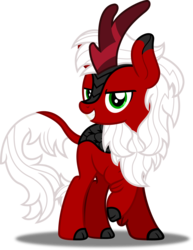 Size: 6755x8750 | Tagged: safe, artist:vector-brony, oc, oc only, oc:tricky fox, kirin, g4, sounds of silence, absurd resolution, cloven hooves, kirin-ified, male, quadrupedal, raised hoof, simple background, solo, species swap, teeth, transparent background