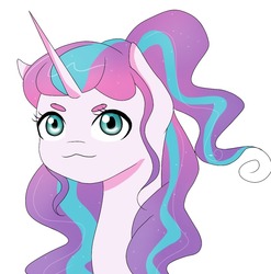 Size: 1171x1185 | Tagged: safe, artist:doodledonut, princess flurry heart, alicorn, pony, g4, >:3, alternate hairstyle, bust, female, older, simple background, solo, white background