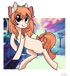 Size: 1015x1105 | Tagged: safe, artist:kilka-chan-yana, oc, oc only, earth pony, pony, bow, hair bow, smiling, solo, tail bow