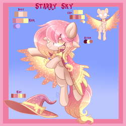 Size: 1024x1024 | Tagged: safe, artist:sugaryicecreammlp, oc, oc only, oc:starry sky, original species, pony, female, hat, mare, reference sheet, solo, witch hat, witchfae