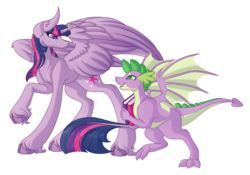 Size: 6102x4260 | Tagged: safe, artist:amazing-artsong, spike, twilight sparkle, alicorn, dragon, pony, g4, molt down, my little pony: friendship is magic, absurd resolution, book, female, mama twilight, simple background, transparent background, twilight sparkle (alicorn), unshorn fetlocks, winged spike, wings