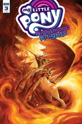 Size: 1054x1600 | Tagged: safe, artist:jennifer l. meyer, idw, daybreaker, alicorn, pony, g4, nightmare knights, spoiler:comic, spoiler:comicnightmareknights03, badass, comic cover, cover, cover art, female, fire, jewelry, mare, regalia, solo