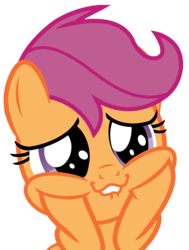 Size: 4940x6519 | Tagged: safe, artist:hendro107, scootaloo, pony, g4, the washouts (episode), .svg available, :3, absurd resolution, cute, cutealoo, female, filly, lip bite, simple background, solo, squee, squishy cheeks, transparent background, vector