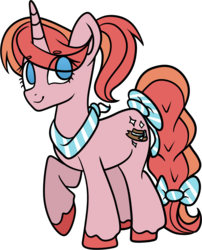 Size: 1707x2109 | Tagged: safe, artist:quartziie, oc, oc only, pony, unicorn, bow, clothes, eye clipping through hair, female, mare, no pupils, offspring, parent:big macintosh, parent:rarity, parents:rarimac, ponytail, raised hoof, scarf, simple background, solo, tail bow, transparent background, unshorn fetlocks