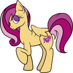 Size: 2240x2237 | Tagged: safe, artist:quartziie, oc, oc only, pegasus, pony, female, high res, magical lesbian spawn, mare, no pupils, offspring, parent:fluttershy, parent:scootaloo, parents:scootashy, raised hoof, simple background, solo, transparent background