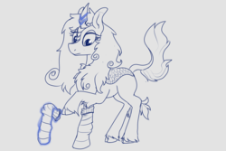 Size: 3000x2000 | Tagged: safe, artist:liserancascade, oc, oc only, kirin, clothes, high res, socks, solo