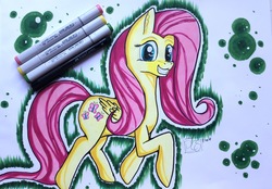 Size: 3710x2588 | Tagged: safe, artist:pixelponyart, fluttershy, pony, g4, female, high res, solo, traditional art