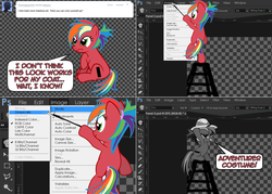 Size: 1602x1150 | Tagged: safe, artist:nightmaremoons, oc, oc only, oc:pun, earth pony, pony, ask pun, ask, female, fourth wall, hat, mare, photoshop, pith helmet, rainbow wig, show accurate, solo
