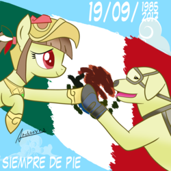 Size: 2017x2017 | Tagged: safe, artist:archooves, oc, oc only, oc:tailcoatl, dog, pony, aztec, flag, high res, mexican, mexico, nation ponies, ponified, rescue dog, solo, spanish