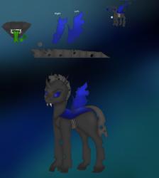 Size: 2592x2893 | Tagged: safe, artist:donut hole, oc, oc only, oc:kaizer, changeling, blue changeling, changeling oc, high res, male, reference sheet, solo, stallion