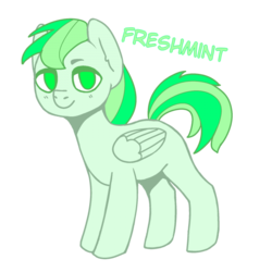 Size: 700x700 | Tagged: safe, artist:musegi, oc, oc only, oc:freshmint, pegasus, pony, colt, cute, green, innocent, male, simple background, smiling, standing, transparent, transparent background