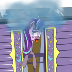 Size: 1500x1500 | Tagged: safe, artist:dualtry, starlight glimmer, pony, unicorn, g4, road to friendship, coughing, derp, female, mare, open mouth, scene interpretation, smoke, smokelight glimmer, solo, soot, tongue out, trixie's wagon