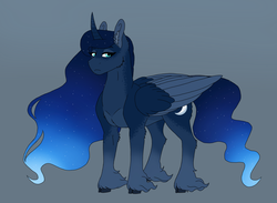 Size: 1800x1314 | Tagged: safe, artist:shortcake1284, princess luna, pony, g4, alternate design, female, simple background, solo, unshorn fetlocks