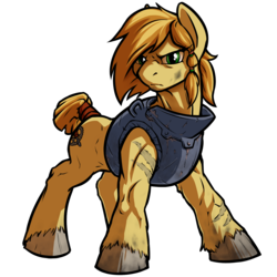 Size: 1540x1540 | Tagged: safe, artist:kalemon, oc, oc only, oc:anvel, pony, fallout equestria, armor, buff, female, mare, muscles, muscular female, scar, short tail, simple background, solo, transparent background