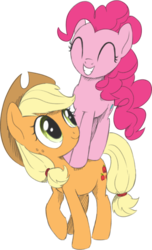 Size: 2000x3287 | Tagged: safe, artist:brisineo, applejack, pinkie pie, g4, coloured by kippershy, high res, simple background, transparent background