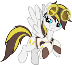 Size: 1024x938 | Tagged: safe, artist:pegasski, oc, oc only, oc:ruffian, pony, g4, female, goggles, mare, simple background, smiling, solo, transparent background