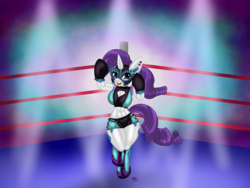 Size: 1600x1200 | Tagged: safe, artist:katkathasahathat, rarity, anthro, g4, breasts, luchador, solo