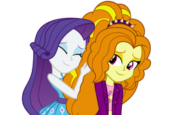 Size: 6000x4000 | Tagged: safe, artist:spottedlions, adagio dazzle, rarity, equestria girls, g4, my little pony equestria girls: better together, my little pony equestria girls: rainbow rocks, absurd resolution, adagity, adoragio, clothes, commission, cute, eyes closed, female, fluffy, hair, hug, jacket, lesbian, midriff, raribetes, shipping, simple background, smiling, spiked headband, white background