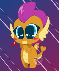 Size: 3415x4096 | Tagged: safe, artist:kittyrosie, smolder, dragon, g4, blushing, chibi, cute, dragoness, female, heart, heart eyes, smolderbetes, solo, wingding eyes