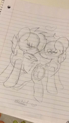 Size: 540x960 | Tagged: safe, artist:slenderdash, oc, oc only, oc:faith, oc:minty light, cute, heart, lined paper, sketch, traditional art