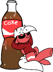 Size: 299x403 | Tagged: safe, artist:nootaz, oc, oc only, oc:cocacolalicious, pony, coke bottle, commission, simple background, solo, transparent background