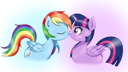 Size: 1380x780 | Tagged: safe, artist:lielie, rainbow dash, twilight sparkle, alicorn, pegasus, pony, g4, female, lesbian, mare, ship:twidash, shipping, twilight sparkle (alicorn)