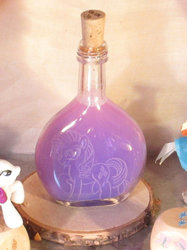 Size: 774x1033 | Tagged: safe, artist:malte279, rarity, g4, cork, craft, cutie mark, flacon, glass engraving, irl, photo, pyrography, traditional art