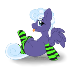 Size: 4584x4091 | Tagged: safe, artist:maximkoshe4ka, rolling thunder, pegasus, pony, g4, the washouts (episode), absurd resolution, blank flank, clothes, commission, cute, eye scar, female, mare, rollingdorable, scar, silly, simple background, socks, solo, striped socks, tongue out, transparent background, ych result