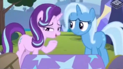 Size: 766x432 | Tagged: safe, screencap, starlight glimmer, trixie, pony, unicorn, g4, road to friendship, boomerang (tv channel), duo, female, mare, outdoors