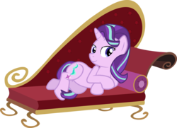 Size: 2000x1445 | Tagged: safe, artist:drugzrbad, artist:exe2001, artist:grapefruitface1, starlight glimmer, pony, unicorn, g4, base used, couch, draw me like one of your french girls, fainting couch, female, hd remake, mare, reversed, seductive pose, show accurate, simple background, solo, transparent background