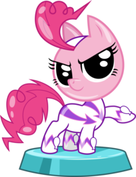 Size: 2472x3213 | Tagged: safe, artist:phucknuckl, budge studios, part of a set, fili-second, pinkie pie, pony, g4, my little pony pocket ponies, adorabolical, clothes, cute, diapinkes, evil grin, female, grin, high res, power ponies, raised hoof, simple background, smiling, solo, transparent background