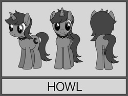 Size: 1129x850 | Tagged: safe, artist:linedraweer, oc, oc only, oc:howl, pony, unicorn, collar, commission, fangs, featureless crotch, female, mare, reference sheet, solo, spikes