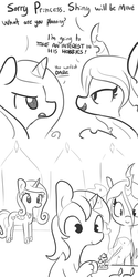 Size: 1280x2560 | Tagged: safe, artist:tjpones, princess cadance, queen chrysalis, shining armor, alicorn, changeling, changeling queen, pony, unicorn, g4, comic, dialogue, dork, figurine, gaming miniature, hyperspace hyperwars, miniature, monochrome, paintbrush, painting, pure unfiltered evil, sketch, warhammer (game), warhammer 40k