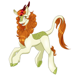 Size: 849x900 | Tagged: safe, artist:melobee, autumn blaze, kirin, g4, sounds of silence, female, open mouth, simple background, solo, transparent background