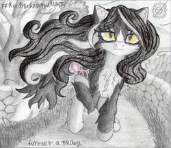 Size: 2190x1890 | Tagged: safe, artist:magnifsunspiration, oc, oc only, oc:prettykitty, cat pony, original species, pony, female, loose hair, mare, solo, traditional art