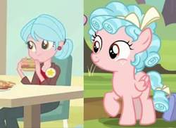 Size: 566x411 | Tagged: safe, edit, edited screencap, screencap, carla jr., cozy glow, pegasus, pony, equestria girls, g4, marks for effort, my little pony equestria girls, comparison, female, filly, i have a theory, theory