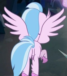 Size: 329x372 | Tagged: safe, screencap, silverstream, classical hippogriff, hippogriff, g4, what lies beneath, butt, cropped, female, plot, solo, spread wings, wings
