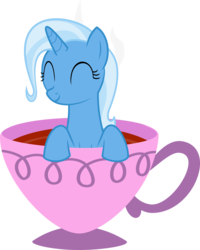 Size: 6400x8009 | Tagged: safe, artist:hithroc, artist:slb94, artist:sollace, trixie, pony, g4, absurd resolution, cup, cup of pony, cute, eyes closed, micro, show accurate, simple background, smiling, teacup, that pony sure does love teacups, transparent background, vector