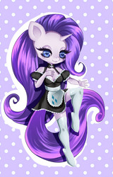 Size: 640x1000 | Tagged: safe, artist:pink-pinktooth, rarity, unicorn, anthro, unguligrade anthro, g4, breasts, clothes, female, maid, socks, solo, thigh highs