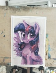 Size: 1650x2145 | Tagged: safe, artist:oofycolorful, twilight sparkle, alicorn, pony, g4, female, gouache, looking at you, oil pastel, solo, traditional art, twilight sparkle (alicorn)